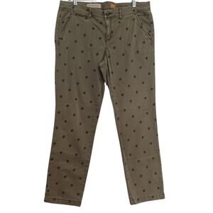 Pilcro & The Letterpress Women's 31 HYPHEN Chino Pants Olive Green Embroidered